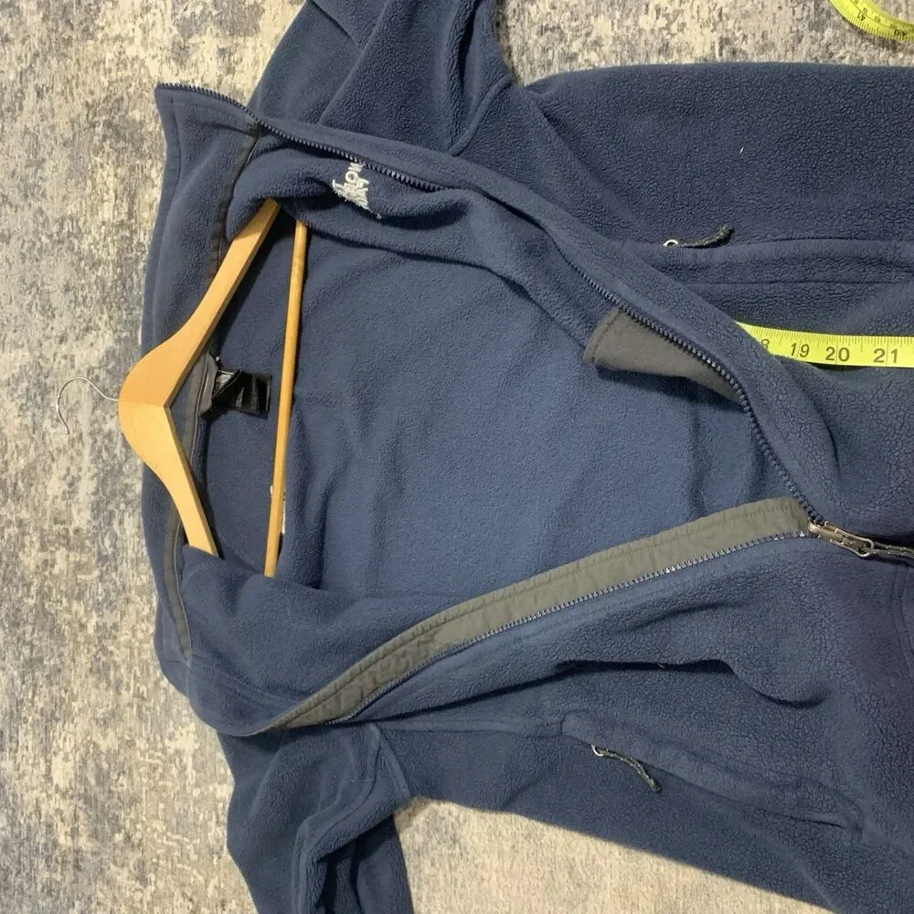 The North Face Mens Navy Blue Fleece Zippered Pockets Size Small